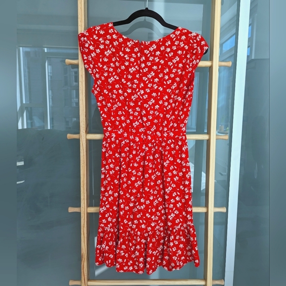 J Crew Mercantile Red Floral Wrap Mini Dress - Picture 2 of 4